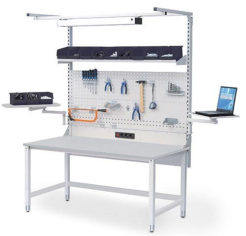 Bedrunka + Hirth 4-poot workergo tafel met 1 motor en 180 kg draagvermogen met meerwandige constructie, afmetingen in mm (BxD): 1500 x 750, E4150E175-04