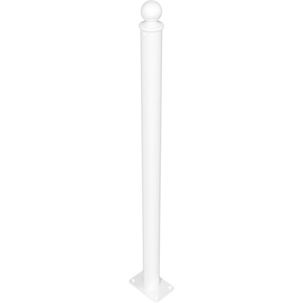 Stein HGS HGS verkeersbeschermingsroostersysteem Ø 60 mm, paal, voor pluggen, lengte 1000 mm, kogelkop, wit (op de dwarsbalk met rode reflecterende strepen), 419.603-b