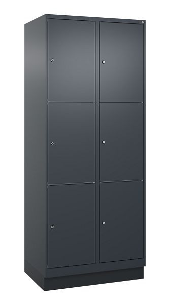 C+P lockerkast Classic PLUS, onderstel, 2 vakken met elk 3 vakken, 1950x800x500mm, 7016/7016, 080020-223 S10015