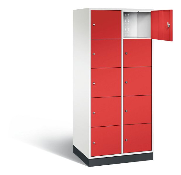 C+P XL lockerkast Intro, H1950xW820xD590mm, kleur: verkeerswit / vuurrood, 8570-203 S10047