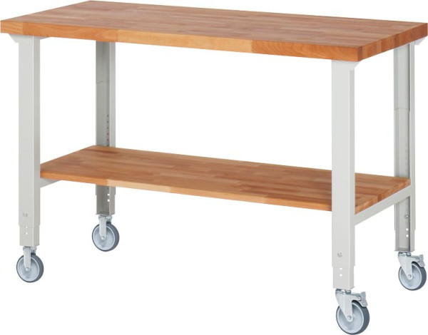 RAU verrijdbare werkbank (in hoogte verstelbaar) 7000-7, 1500x700x950-1000mm, elk 2 bokwielen en zwenkwielen, 05-7000-7-157B4H22.12