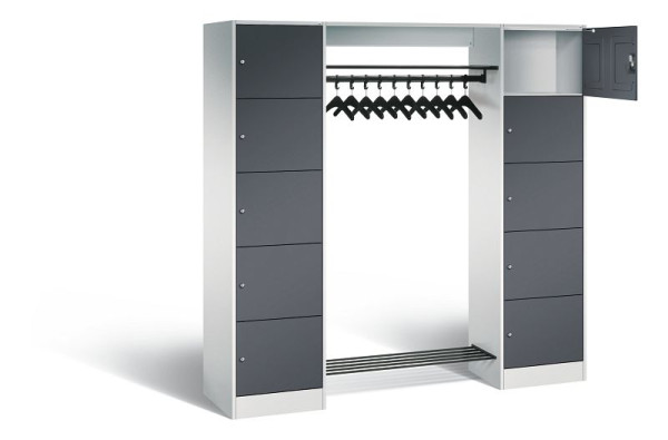 C+P open kledingkast serie 8070, H1950xB1870xD480mm, kleur: lichtgrijs / zwartgrijs, 82710-00 S10050