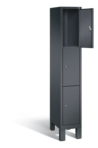 C+P lockerkast Evolo, H1850xB320xD500mm, kleur: zwart-grijs, 48010-103 S10003