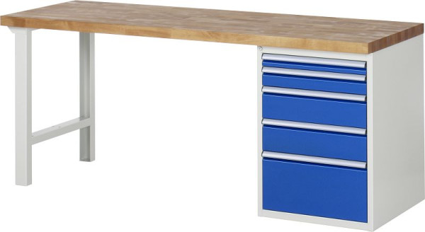 RAU werkbank serie 7000 - modulair ontwerp, 5 x laden, 2000x840x700 mm, 03-7511A1-207B4S.11