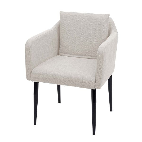 Mendler eetkamerstoel HWC-H93, keukenstoel, fauteuil, stof/textiel crème-beige, 74733