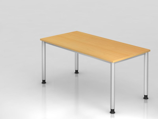 Hammerbacher bureau 4 voet rond 160x80cm beuken/zilver, rechthoekige vorm, VHS16/6/S