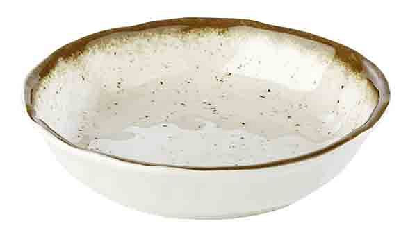 APS schaal -STONE ART-, Ø 20 cm, hoogte: 4,5 cm, melamine, binnenkant: decor, wit, rand: bruin, 84514