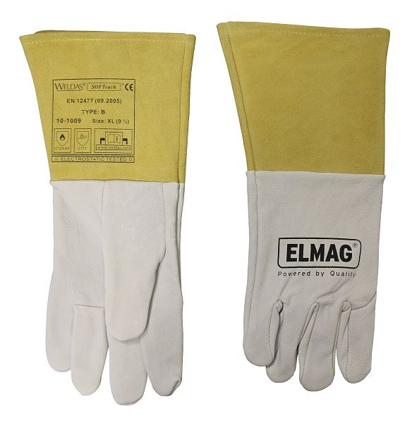 ELMAG 5-vingerlashandschoenen WELDAS 10-1009 M, TIG/TIG van volnerf geitenleer met manchet van rundsplitleer, lengte: 35 cm, maat 8,5 (1 paar), 59150