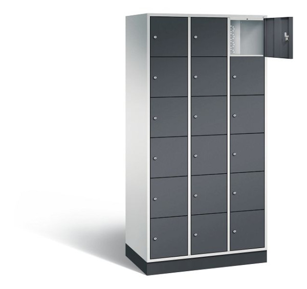 C+P lockerkast Intro, H1950xW920xD490mm, kleur: lichtgrijs / zwartgrijs, 8670-301 S10082