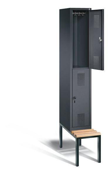 C+P locker dubbeldekker Evolo, H2090xB320xD815mm, kleur: zwart-grijs, 48350-10 S10080