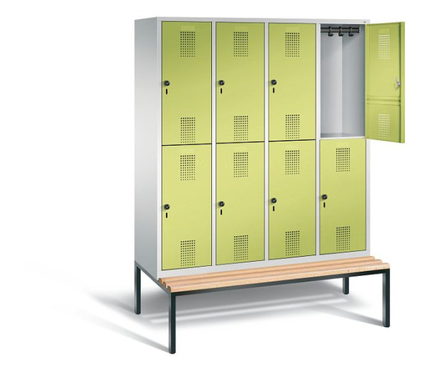 C+P locker dubbellaags Evolo, H2090xB1590xD810mm, kleur: lichtgrijs / virid groen, 48350-42 S10177