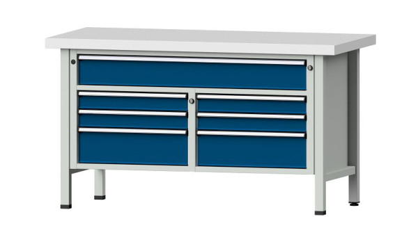 ANKE werkbanken kistwerkbank, model 258 V, 1500 x 700 x 850 mm, RAL 7035/5010, KSP 50 mm, 304.134