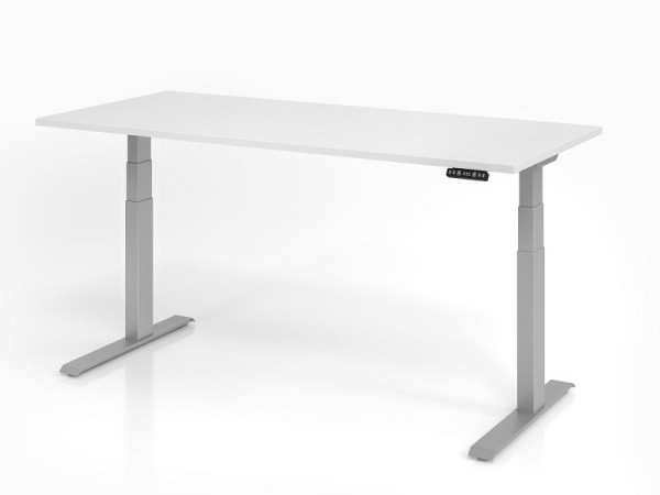 Hammerbacher bureau XDKB19, 180 x 80 cm, blad: wit, 25 mm dik, ABS dikke rand, rechthoekige vorm, VXDKB19/W/S