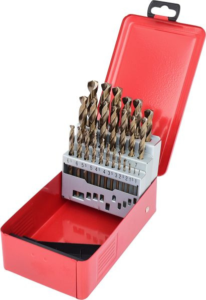 KS Tools HSS-G Co 5 spiraalborenset, plaatstalen cassette, 25-delig, 1-13 mm, 330.3613