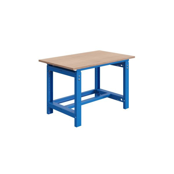SOFAME SI werkbank, mechanisch in hoogte verstelbaar, B 1200 x D 750 x H 764 tot 1044 mm, multiplex werkblad 24 mm, hemelsblauw RAL 5015, W010010081BI