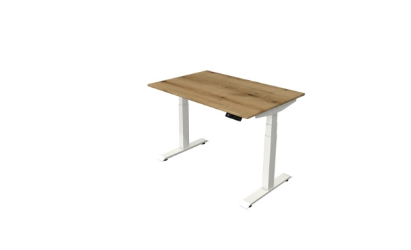 Kerkmann sta-/zittafel Move 4 nieuw 120 x 80 cm frame wit, tafelblad eiken, 10090455