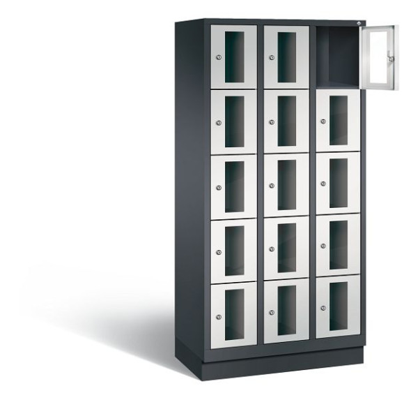 C+P lockerkast Classic, H1800xB900xD500mm, kleur: zwartgrijs/lichtgrijs, 8020A305 S10014