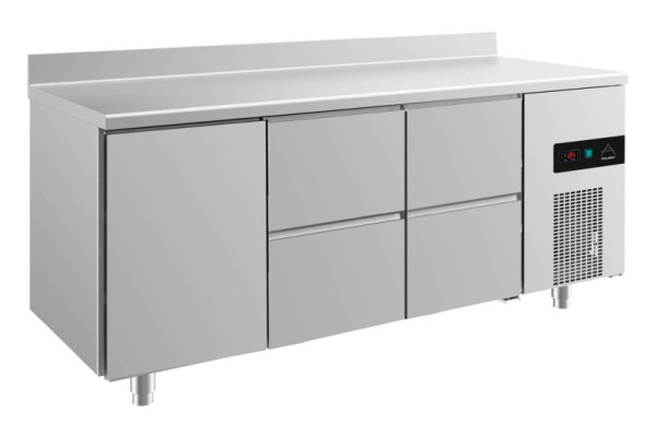 A&S Polarny koeltafel -2 tot +8°C met 1x deur links en 2x twee laden, 1865 x 700 x 850 mm, met opstand, KT3TZZA