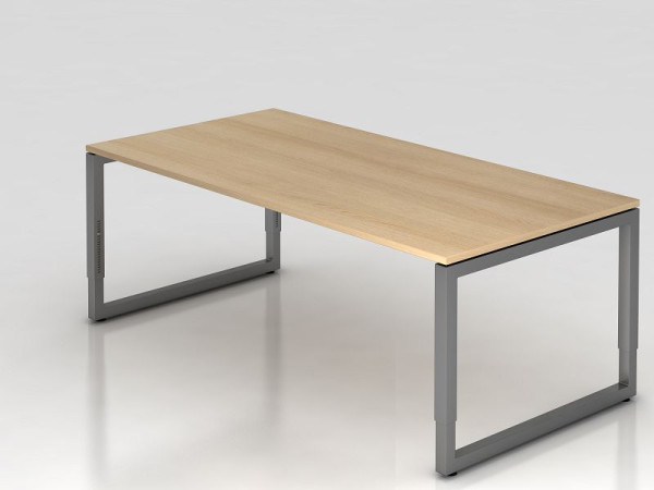 Hammerbacher bureau O-voet vierkant 200x100cm eiken/grafiet, rechthoekige vorm met zwevend tafelblad, VRS2E/E/G