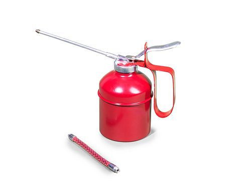 DENIOS stalen oliekan met messing pompmechanisme, inhoud 0,3 liter, VE: 4 stuks, 255-914