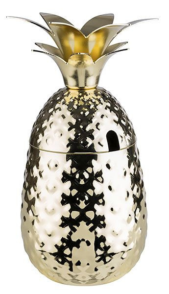 APS beker -ANANAS-, Ø 9 cm, hoogte: 19 cm, roestvrij staal, goudlook, afmetingen onderste deel: Ø 9 cm, hoogte: 10,5 cm, 0,5 liter, 93335