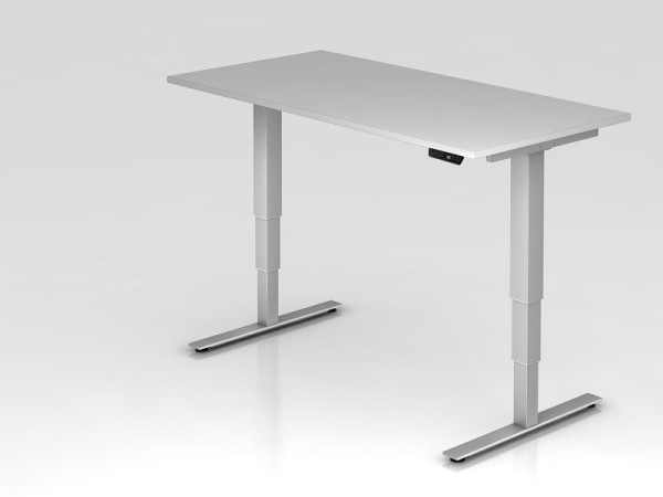 Hammerbacher elektrisch zit-sta bureau 160x80cm grijs, werkhoogte 63,5 - 128,5 cm, VXDSM16/5/S