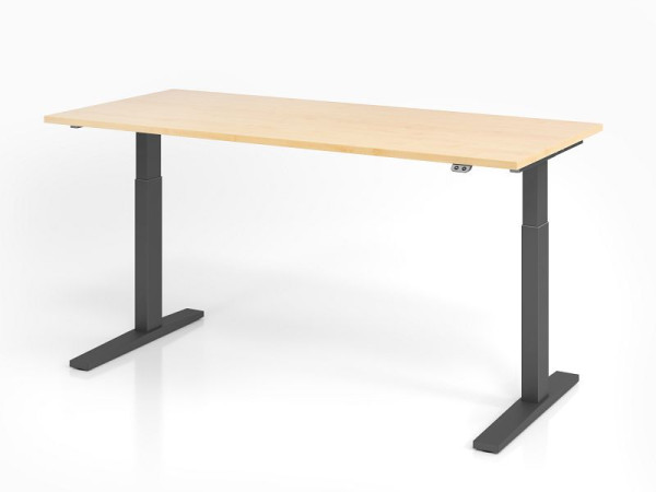 Hammerbacher bureau XMKA19, 180 x 80 cm, blad: esdoorn, 25 mm dik, ABS dikke rand, rechthoekige vorm, grafiet, VXMKA19/3/G