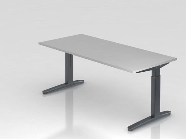 Hammerbacher bureau C-poot 180x80cm grijs/grafiet, rechthoekige vorm, VXB19/5/GG