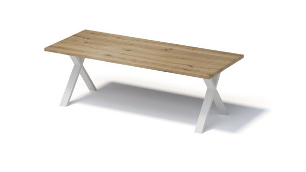 Bisley Fortis tafel Regular, 2400 x 1000 mm, rechte rand, geolied oppervlak, X-frame, oppervlak: naturel / frame kleur: verkeerswit, F2410XP396