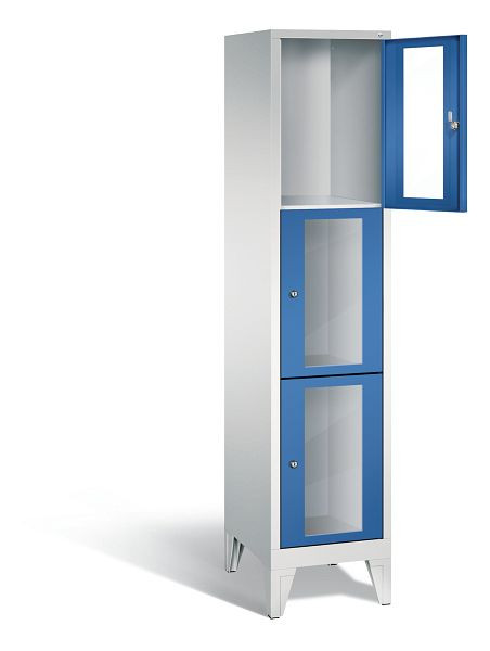 C+P lockerkast Classic, H1850xB420xD500mm, kleur: lichtgrijs / gentiaanblauw, 8010A123 S10003