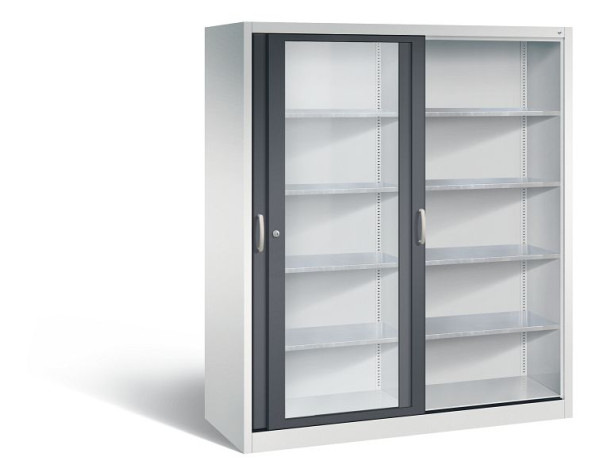 C+P schuifdeurkast Acurado, H1950xB1600xD600mm, kleur: lichtgrijs/zwartgrijs, beugelgreep, 2169-055 S10025