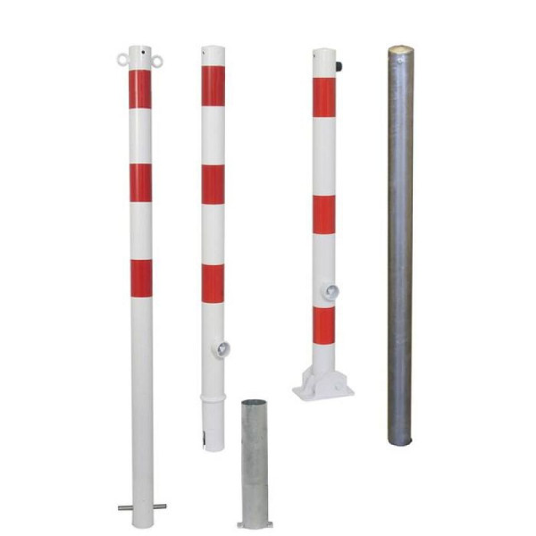 Stone HGS afzetpaal -Bollard-, met profielcilinderslot, verschillende sleutels, bovensluiting, zonder verf, 2 oogjes, 460z-2