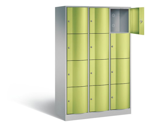 C+P lockerkast Resisto, H1950xB1148xD540mm, kleur: wit aluminium / virid green, 8470-372 S10166