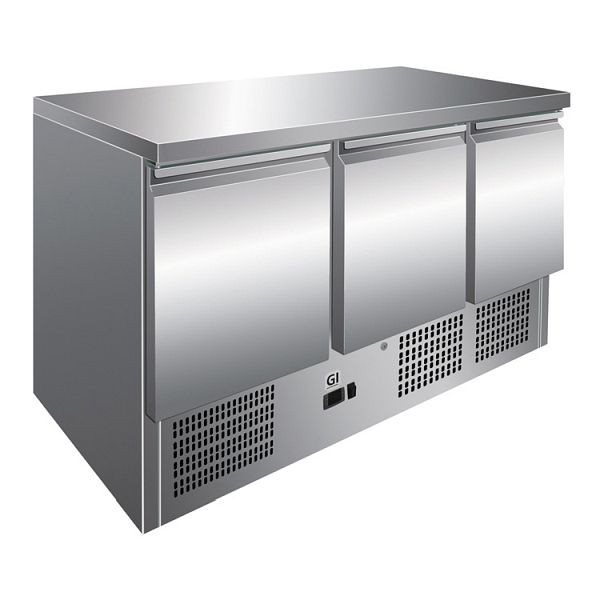 Gastro-Inox RVS koeltafel met 3 deuren, convectiekoeling, netto inhoud 400 liter, 202.015