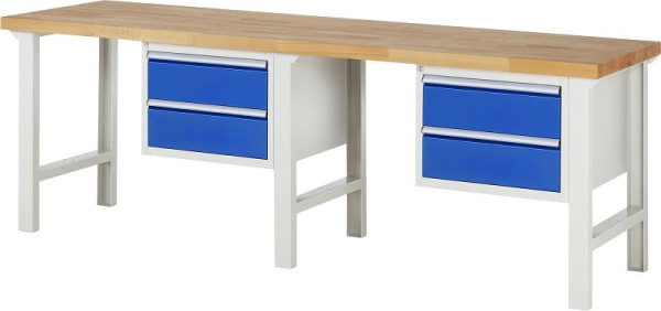 RAU werkbank serie 7000 - modulair ontwerp, onderbouwbak (2x lade), 2500x840x700 mm, 03-7125A1-257B4S.11