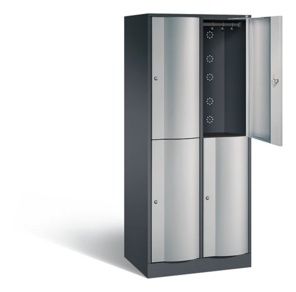 C+P locker dubbellaags Resisto, H1950xW772xD540mm, kleur: zwart-grijs/wit aluminium, 8270-272 S10027