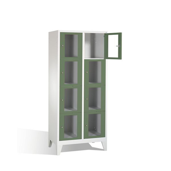C+P lockerkast Classic, H1850xW810xD500mm, kleur: lichtgrijs / reseda groen, 8010A224 S10004