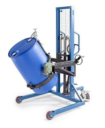 DENIOS barrel lifter FW-DX gemaakt van staal, geverfd, voor 200/220 L stalen en plastic vaten, met roterende slinger, 236-464