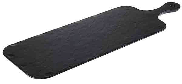 APS dienblad -SLATE ROCK-, 48 x 20 cm, hoogte: 1,5 cm, melamine, zwart, leisteenlook, gestructureerd oppervlak, handvat: 13 cm, 84259