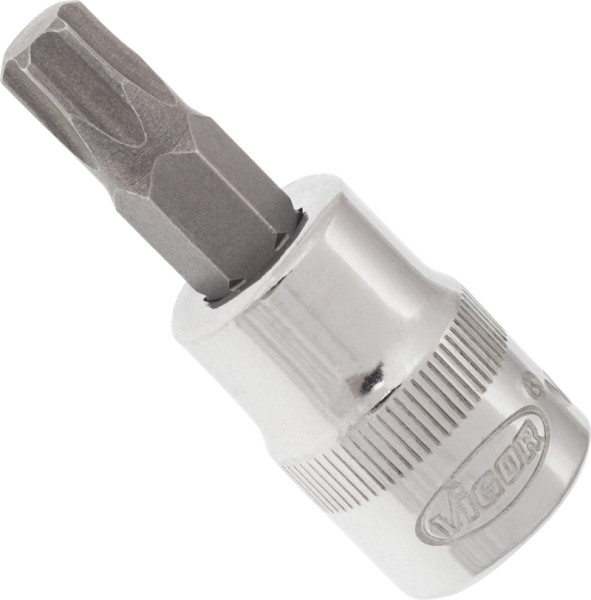 VIGOR TORX® schroevendraaierbit, hol vierkant 10 mm (3/8 inch), binnen TORX® profiel, T45, lengte: 49 mm, voor handbediening, V2297N