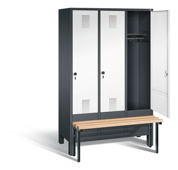 C+P garderobe Evolo, H1850xB1200xD815mm, kleur: zwartgrijs / verkeerswit, 48030-32 S10144