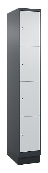 C+P lockerkast Classic PLUS, onderstel, 1950x300x500mm, 7016/7035, met 4 vakken, 080020-104 S10016