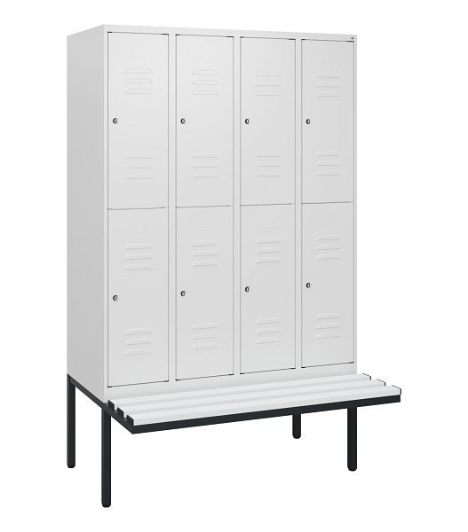 C+P dubbeldekskast Classic PLUS, 4 compartimenten, 1950x1200x815mm, 9016/9016, cilindersloten, zwevende zitting, 0803405-40 S10089