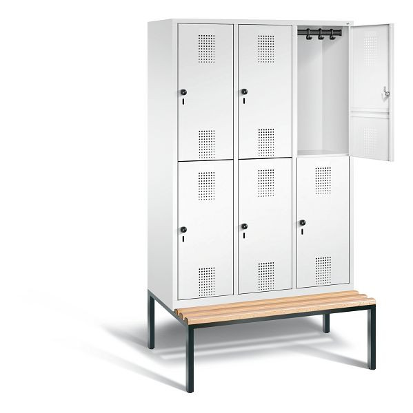 C+P locker dubbeldekker Evolo, H2090xB1200xD815mm, kleur: verkeerswit, 48350-32 S10199