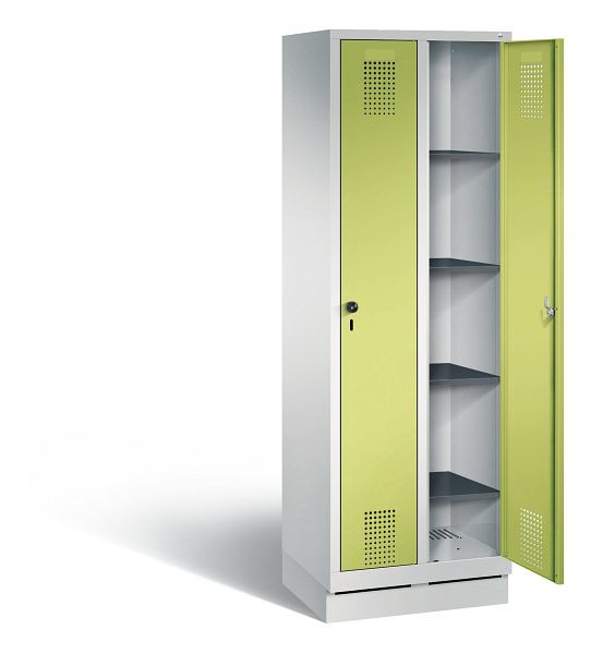 C+P washok Evolo, H1800xB610xD500mm, kleur: lichtgrijs / virid groen, 48020-20B S10028