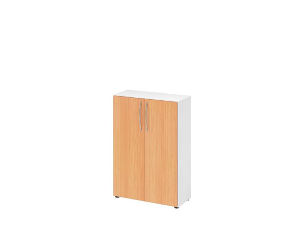 Hammerbacher kast 4550 BM, 3 OH, corpuskleur: wit / frontkleur: beuken, 80 x 34,6 x 114,4 cm (BxDxH), gebogen handgreep BM, V4550/W/6/BM