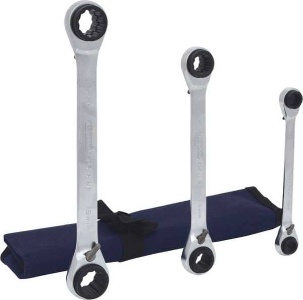 KS Tools 4 in 1 GEARplus omschakelbare dubbele ratelringsleutelset, 3-delig, 503.4540