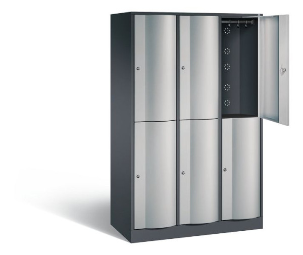 C+P locker dubbellaags Resisto, H1950xW1148xD540mm, kleur: zwart-grijs/wit aluminium, 8270-372 S10013