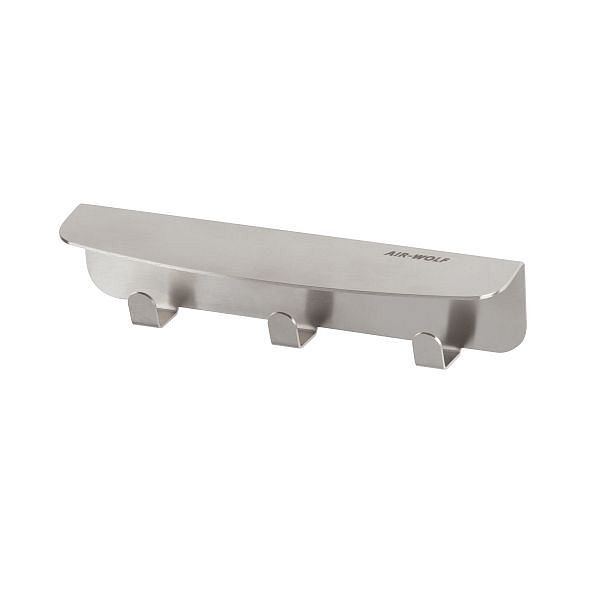 Air Wolf hakenrek met 3 haken, Alpha-serie, H x B x D: 61 x 265 x 52 mm, geborsteld RVS, 60-166