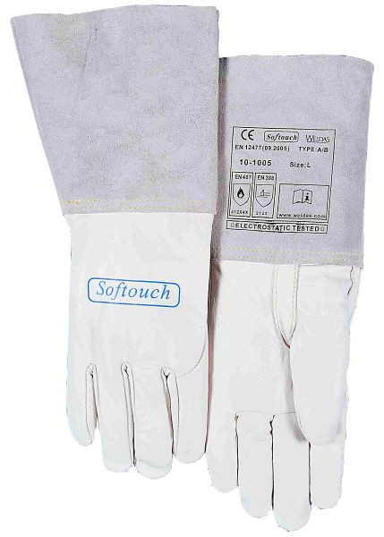ELMAG 5-vingerlashandschoenen WELDAS 10-1005 L, TIG/TIG van kalfsleer met versterkte duimen, lengte: 35 cm, maat 9 (1 paar), 59144